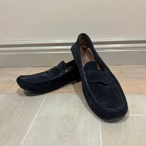 Mens Prada Dark Navy Blue Suede Driving Penny Loafer Shoes 9.5